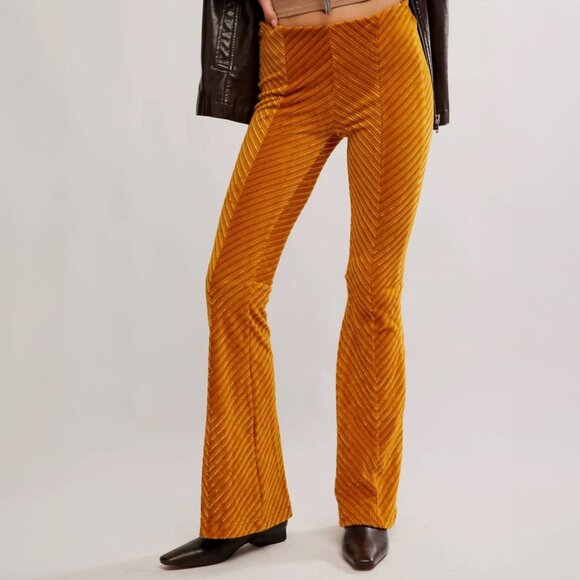 Free People Penny Pull on Velvet Pants in Orange Brown Size XS - Picture 1 of 17